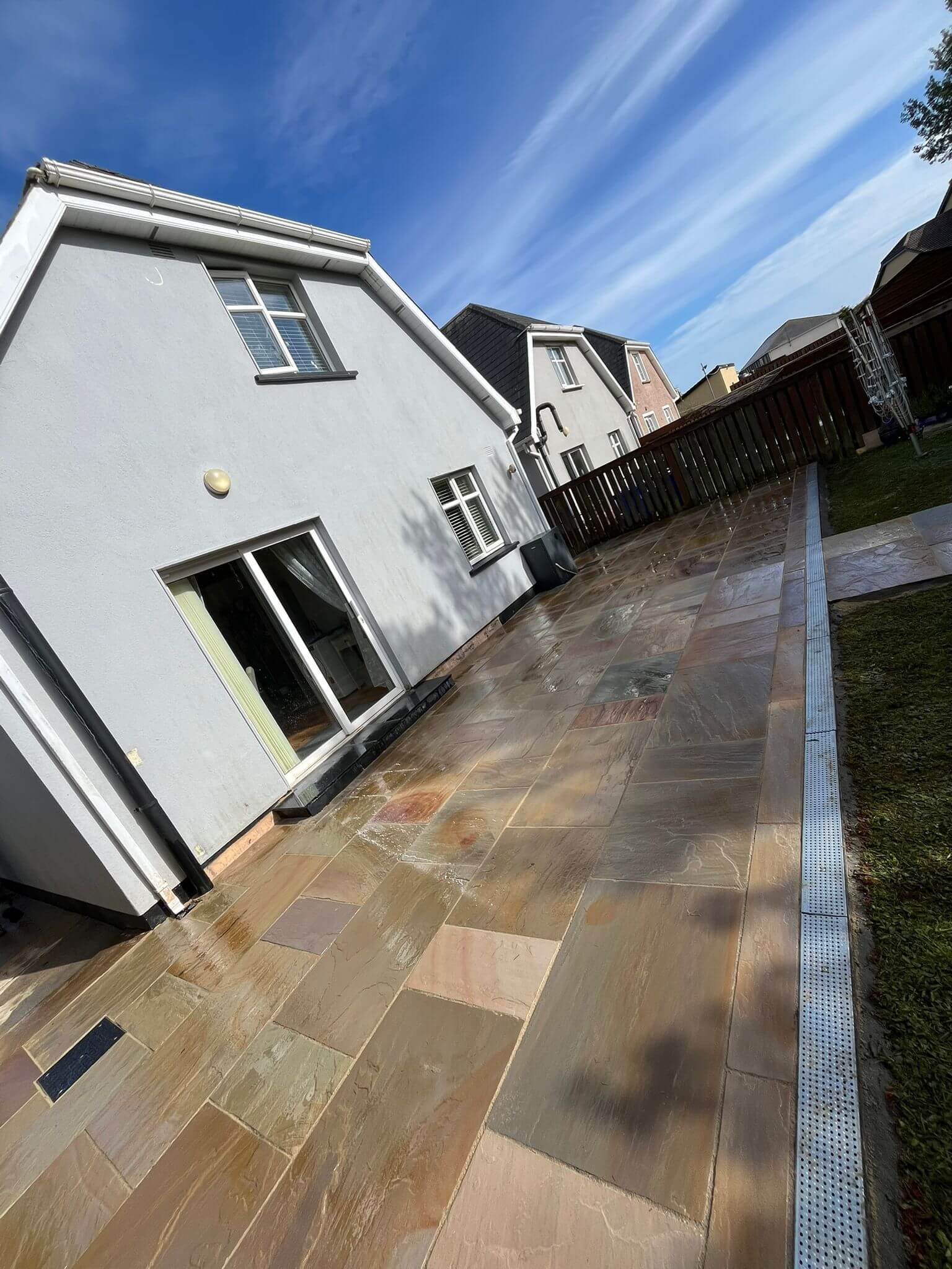 brown back garden patio